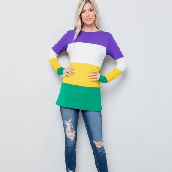 Mardi Gras Striped Tunic Top - Picture 7 of 7
